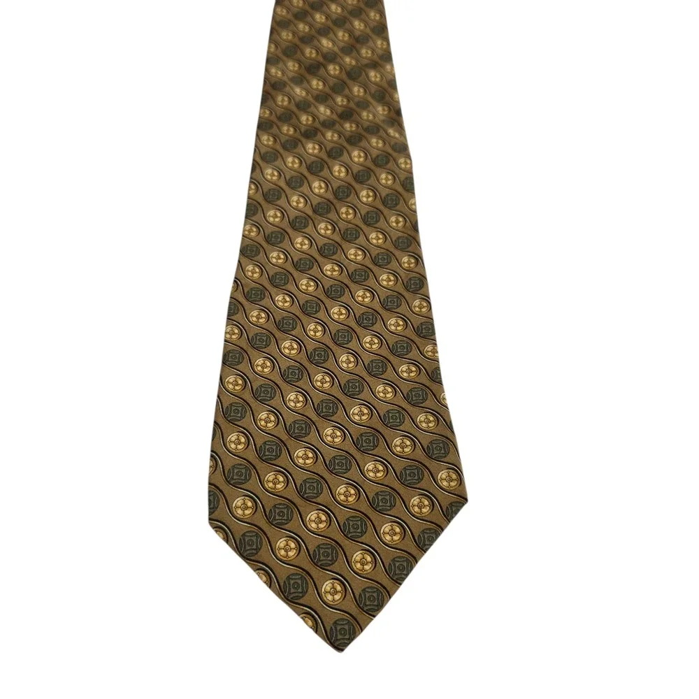 Executive Collection for Tom James Mens Necktie Brown Floral Silk‎ Wide USA Dad
