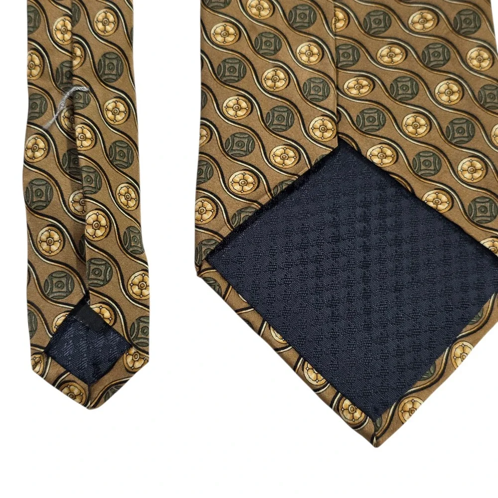 Executive Collection for Tom James Mens Necktie Brown Floral Silk‎ Wide USA Dad