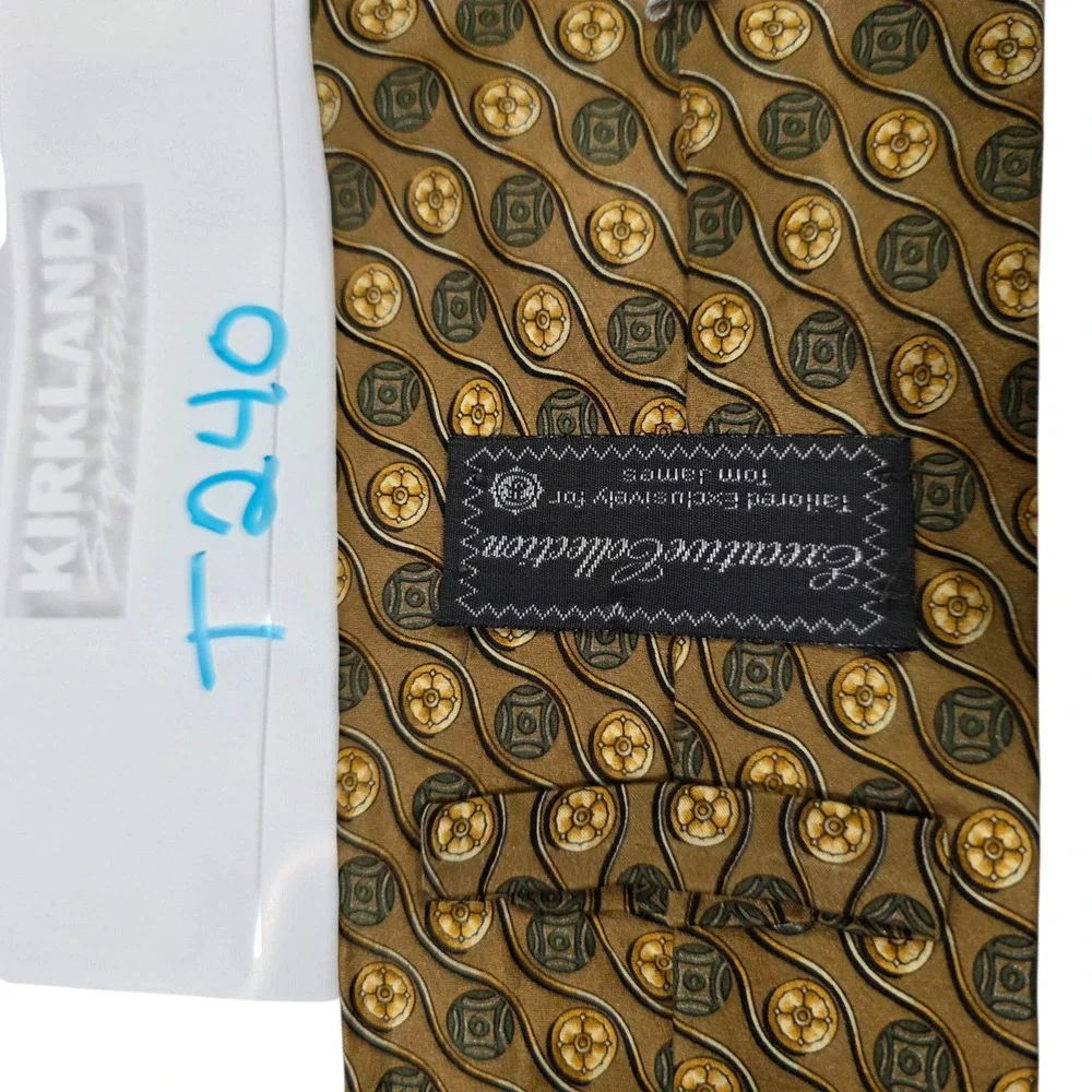 Executive Collection for Tom James Mens Necktie Brown Floral Silk‎ Wide USA Dad