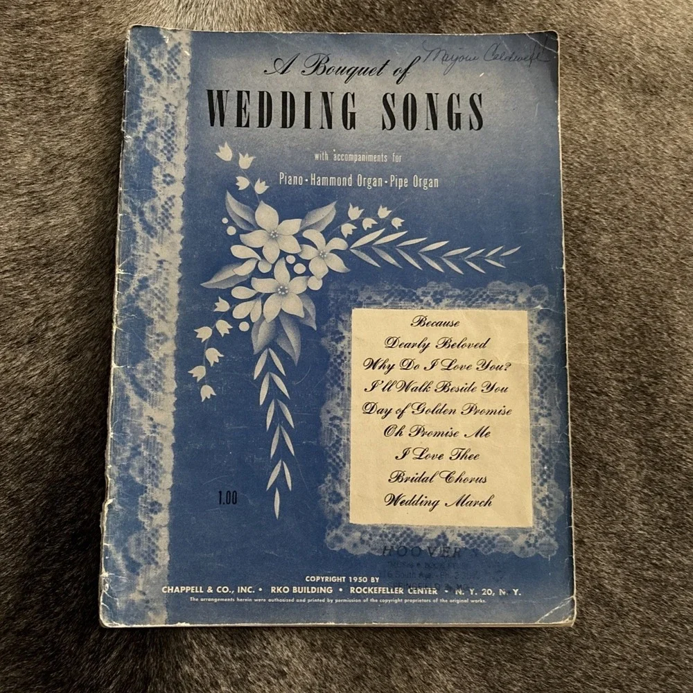 Wedding‎ Songs Piano Organ Words Sheet Music Book Chappell 1950 William Stickles