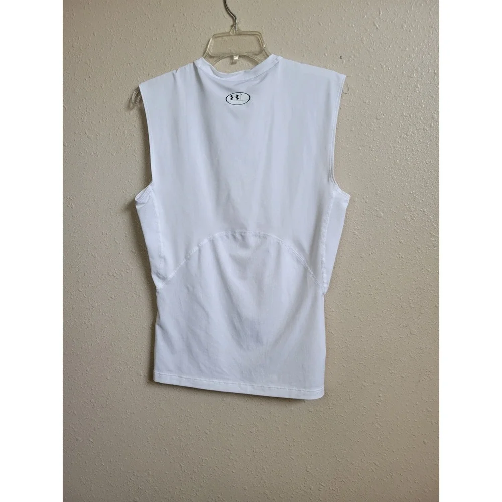 Under‎ Armour Heatgear Men Jock White Sleeveless Compression Shirt Large