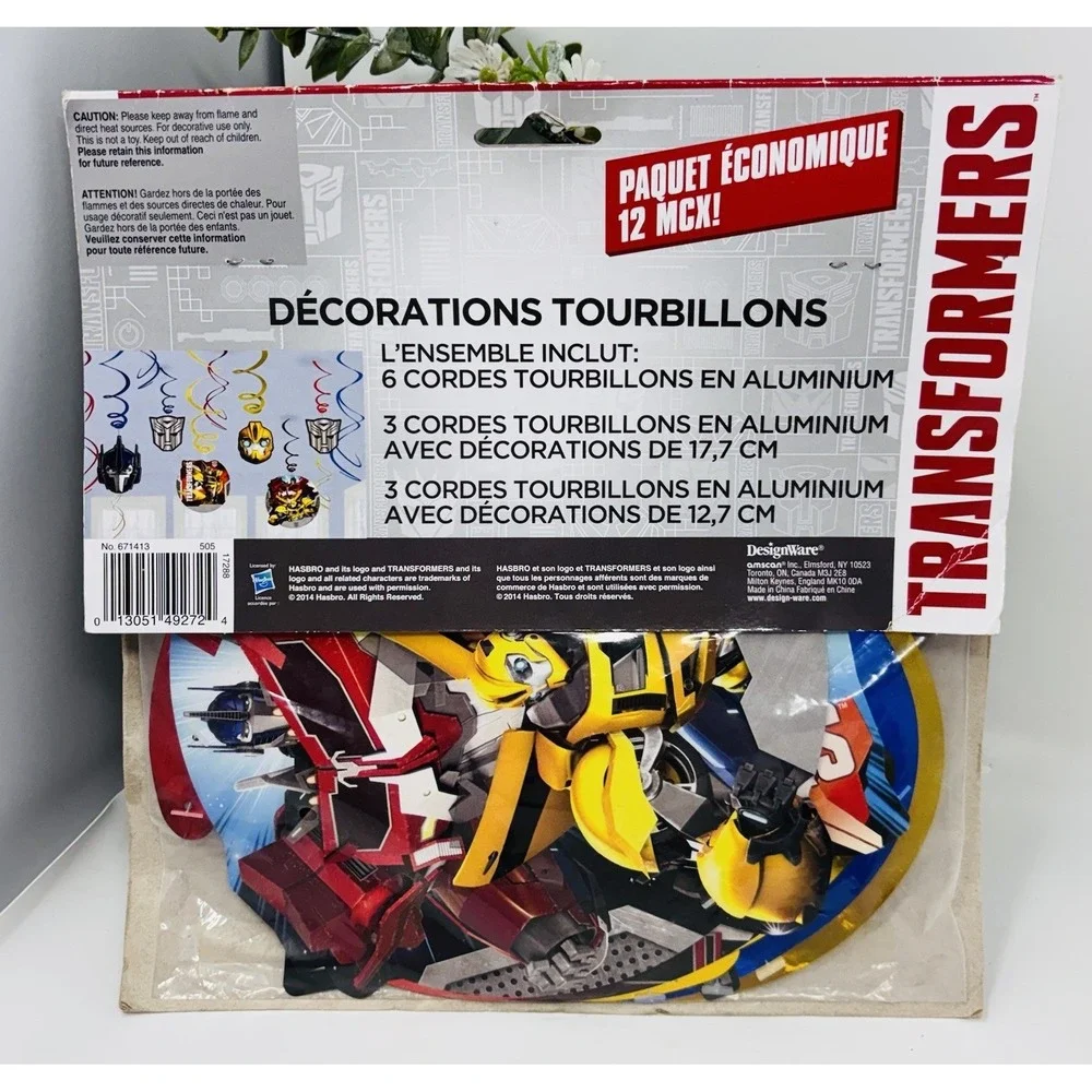 Transformers Swirl Decorations 12 Pc Party Hanging Decor Hasbro‎ 2014 New