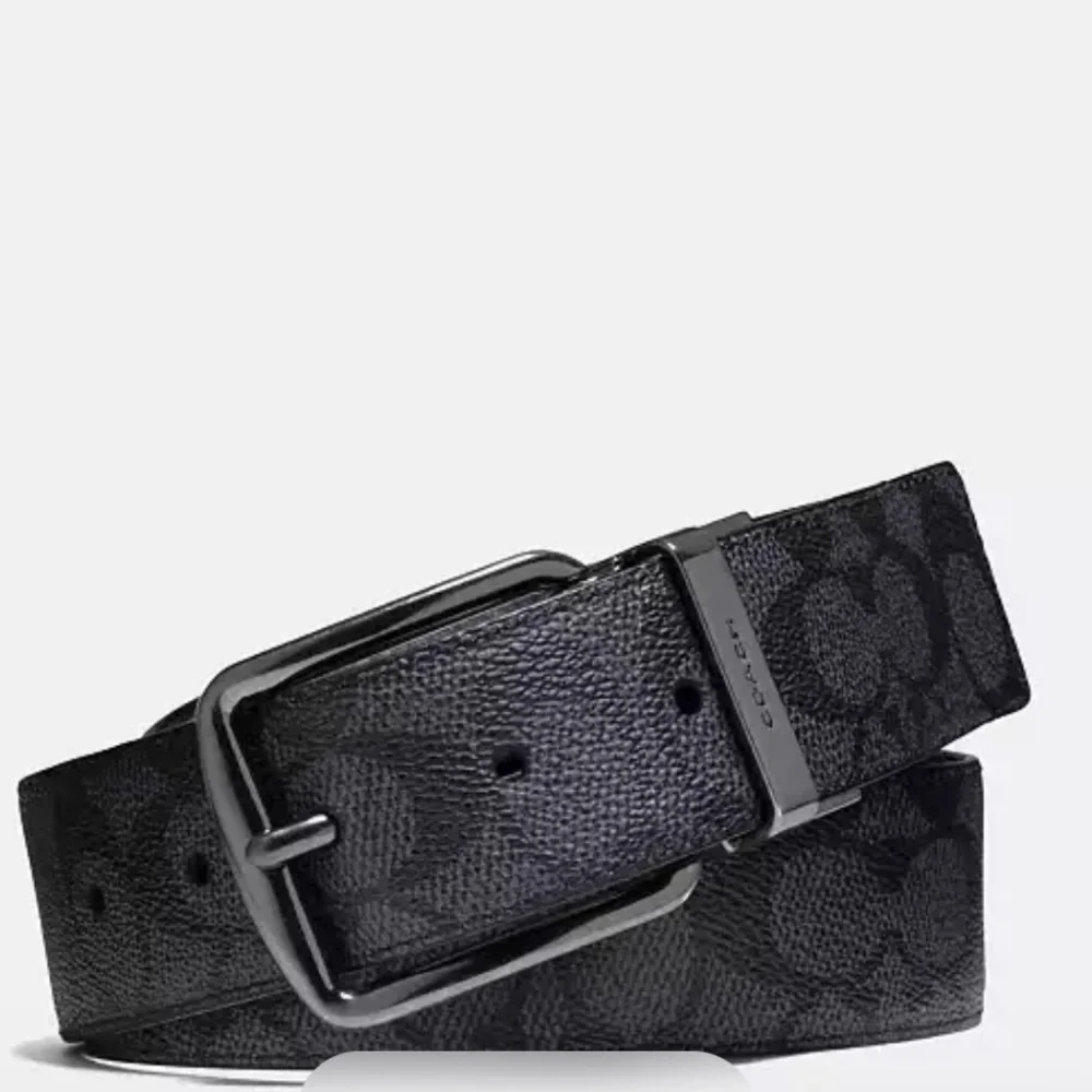 Coach Harness Buckle Cut To Size Reversible Belt Black 50