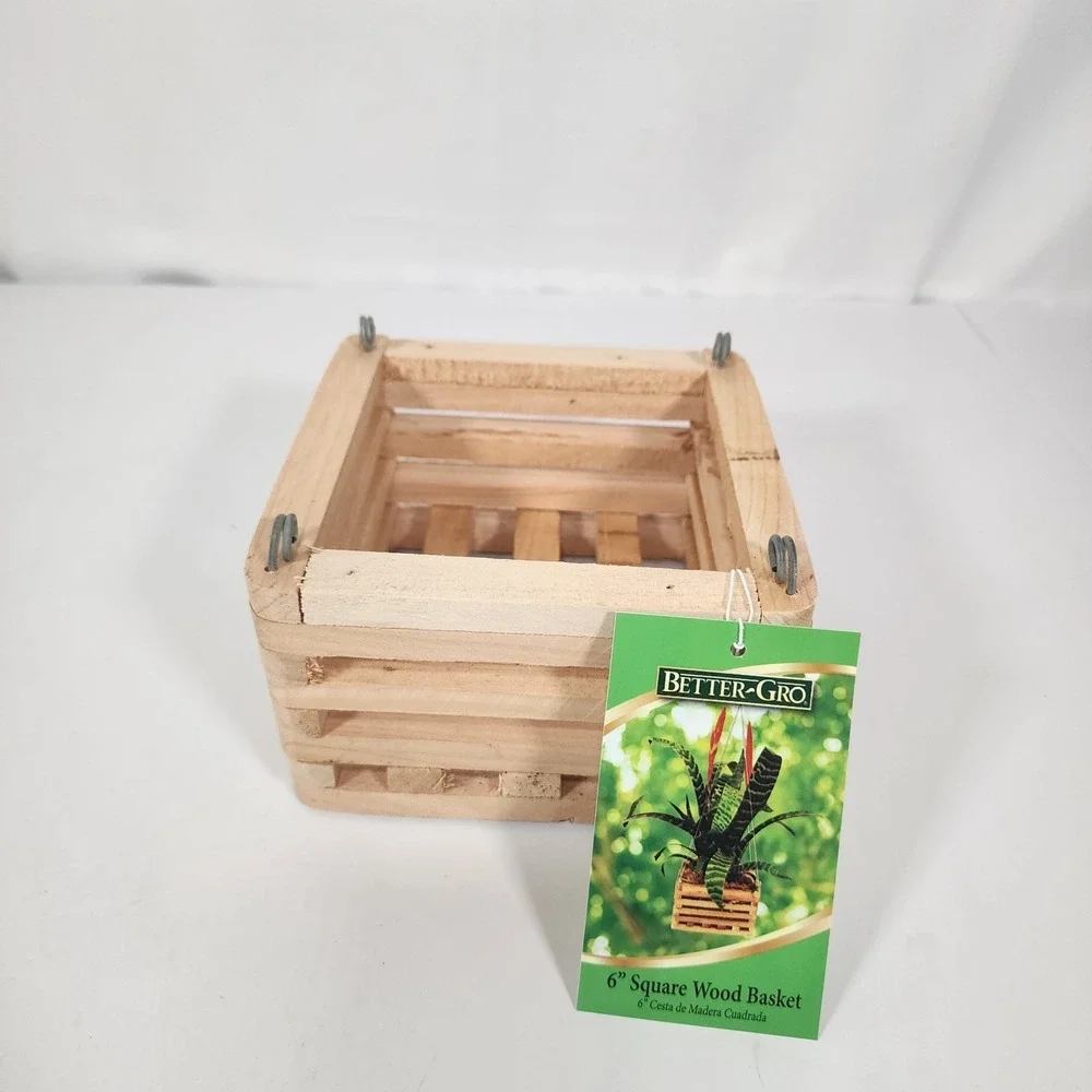 BetterGRO‎ Cedar Slat Vanda Orchid Basket 6in Square Hanging Planter