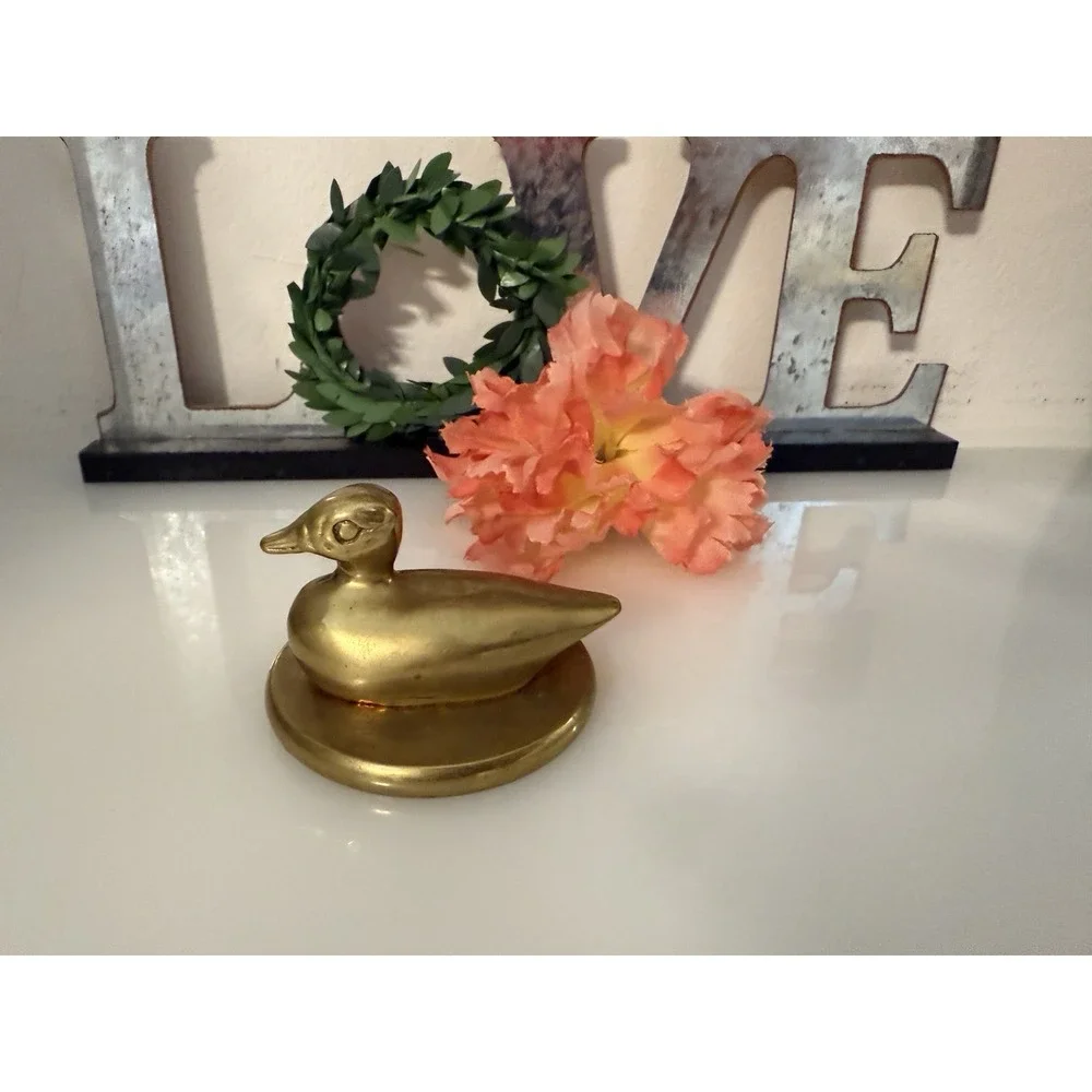 Vintage‎ Brass Mallard Duck Paperweight Desk Decor 2.25