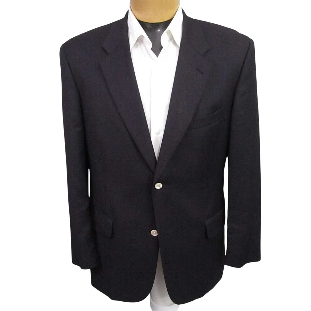 Tasso Elba Mens Angelico Sport Coat 42R‎ Black Blazer 120s Wool Cashmere