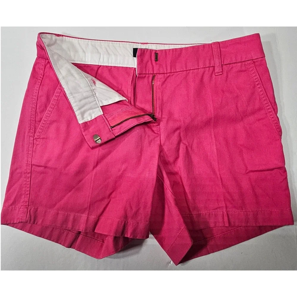 J. Crew Re-Imagined Hot Pink Chino Shorts Women's Size 2 Cotton‎ H1453