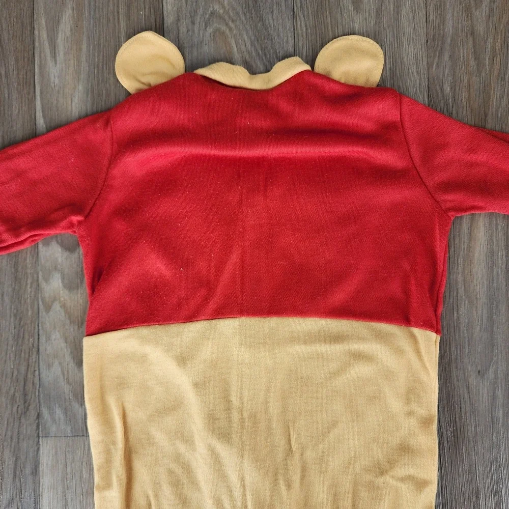 Disney Winnie the Pooh Vintage‎ Footed Sleeper Bib 6-9 Months Red Yellow