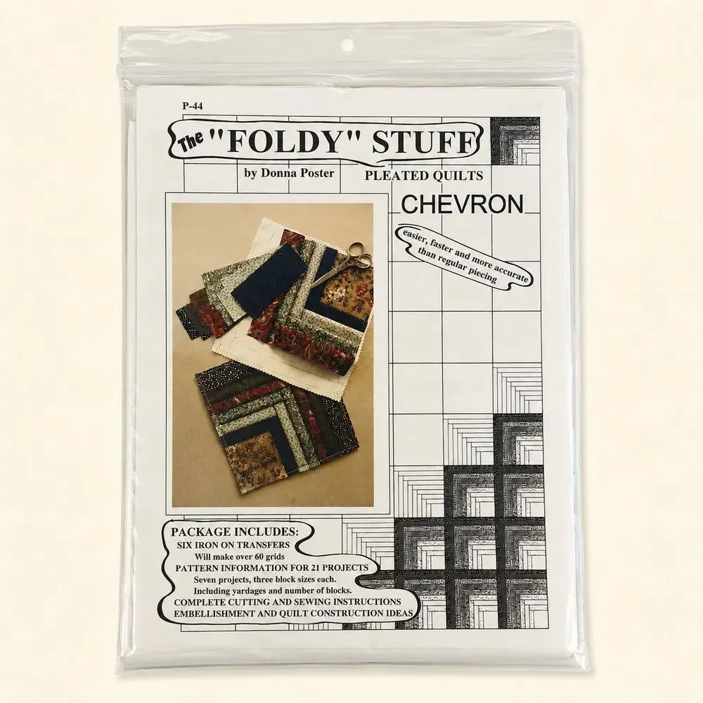 The Foldy Stuff Pleated Quilt Patterns Donna Poster Lot 4 Log Cabin Fan Chevron