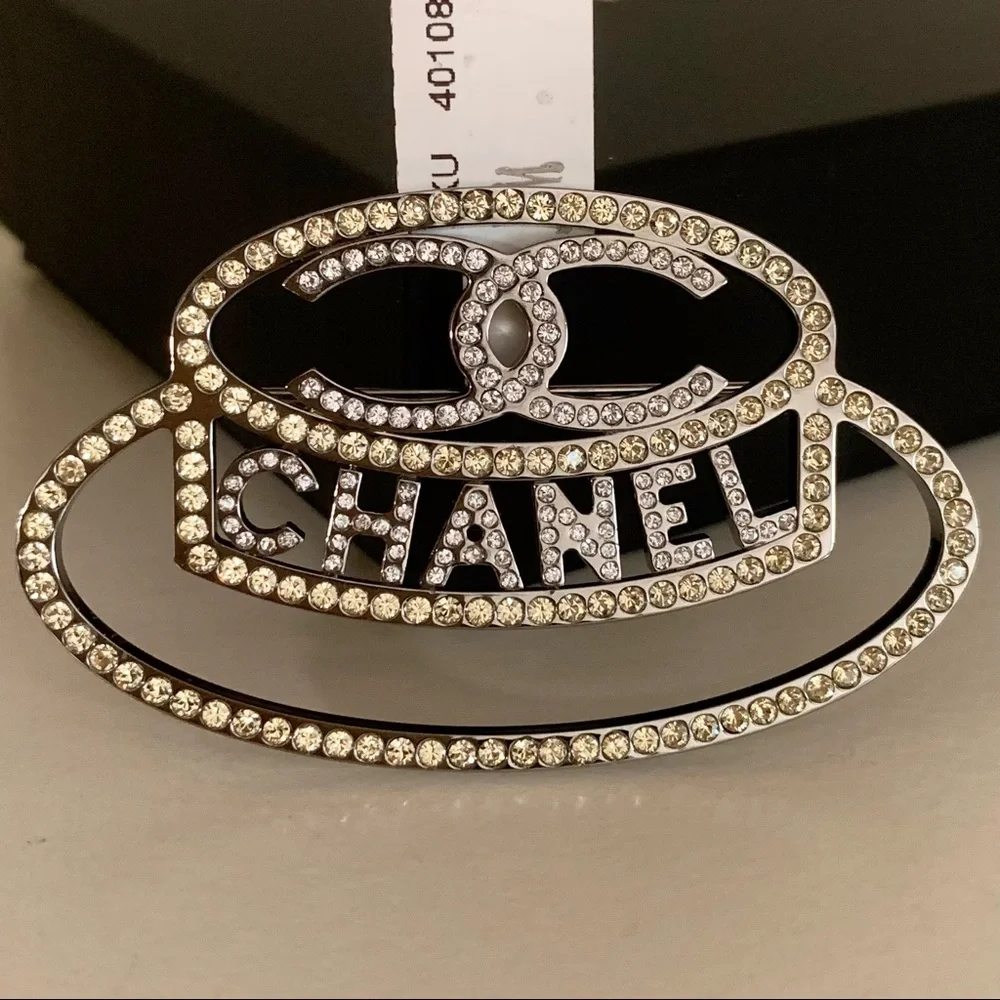 Chanel crystal hat brooch pin
