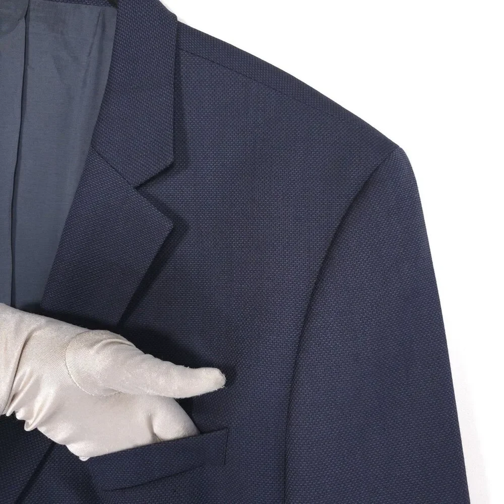HUGO BOSS Mens Sport Coat Blazer‎ 46R Navy Virgin Wool THE GRAND US 10136292