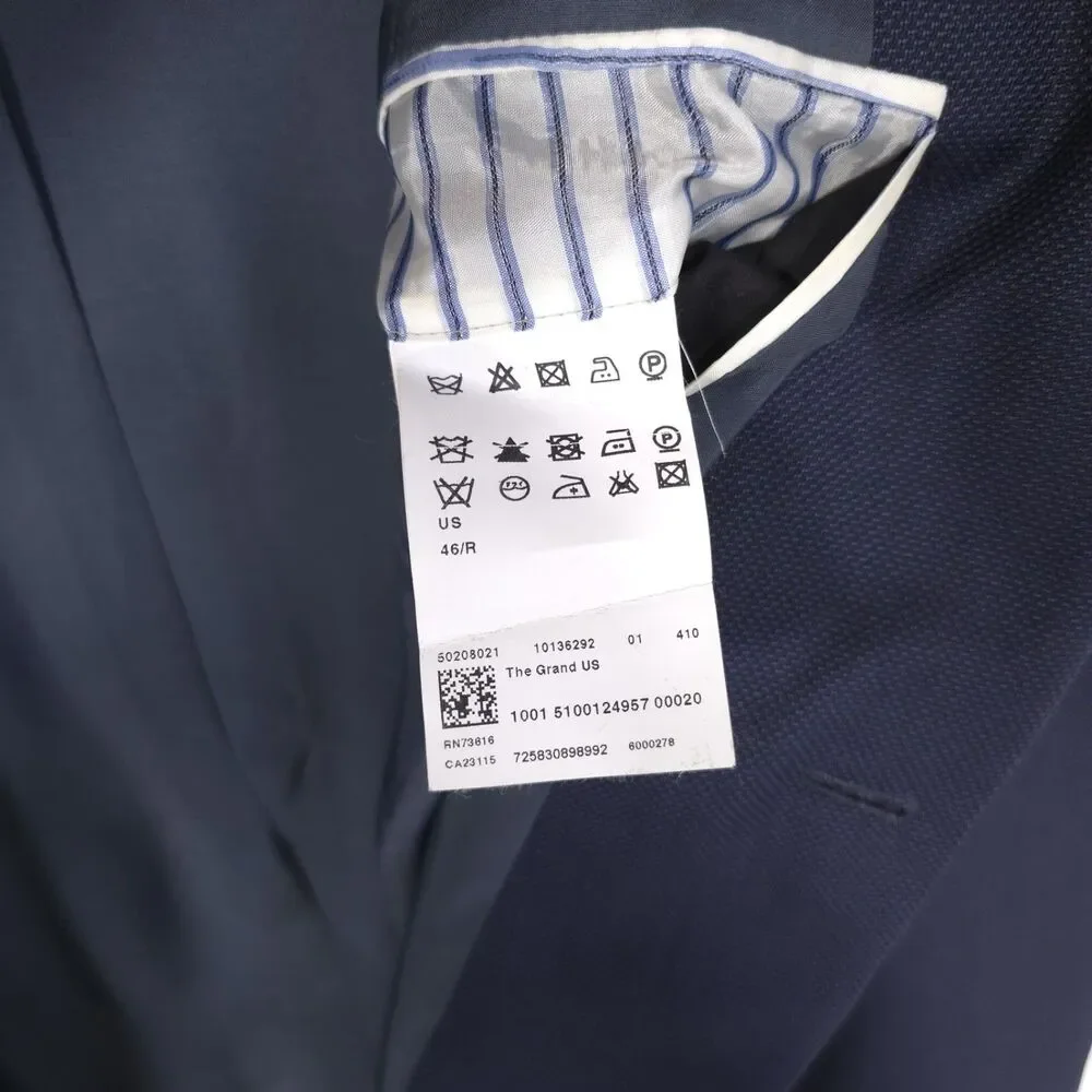 HUGO BOSS Mens Sport Coat Blazer‎ 46R Navy Virgin Wool THE GRAND US 10136292