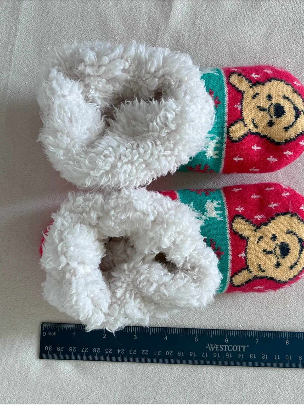 Cozy Red & Green Kids Slipper Socks with White Sherpa Lining