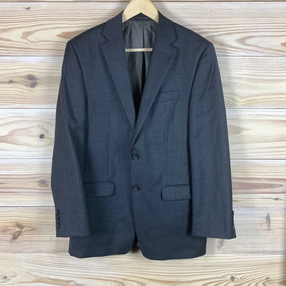 Lauren Ralph Lauren Blazer Mens 38R Blue Houndstooth Wool Sport Coat Jacket