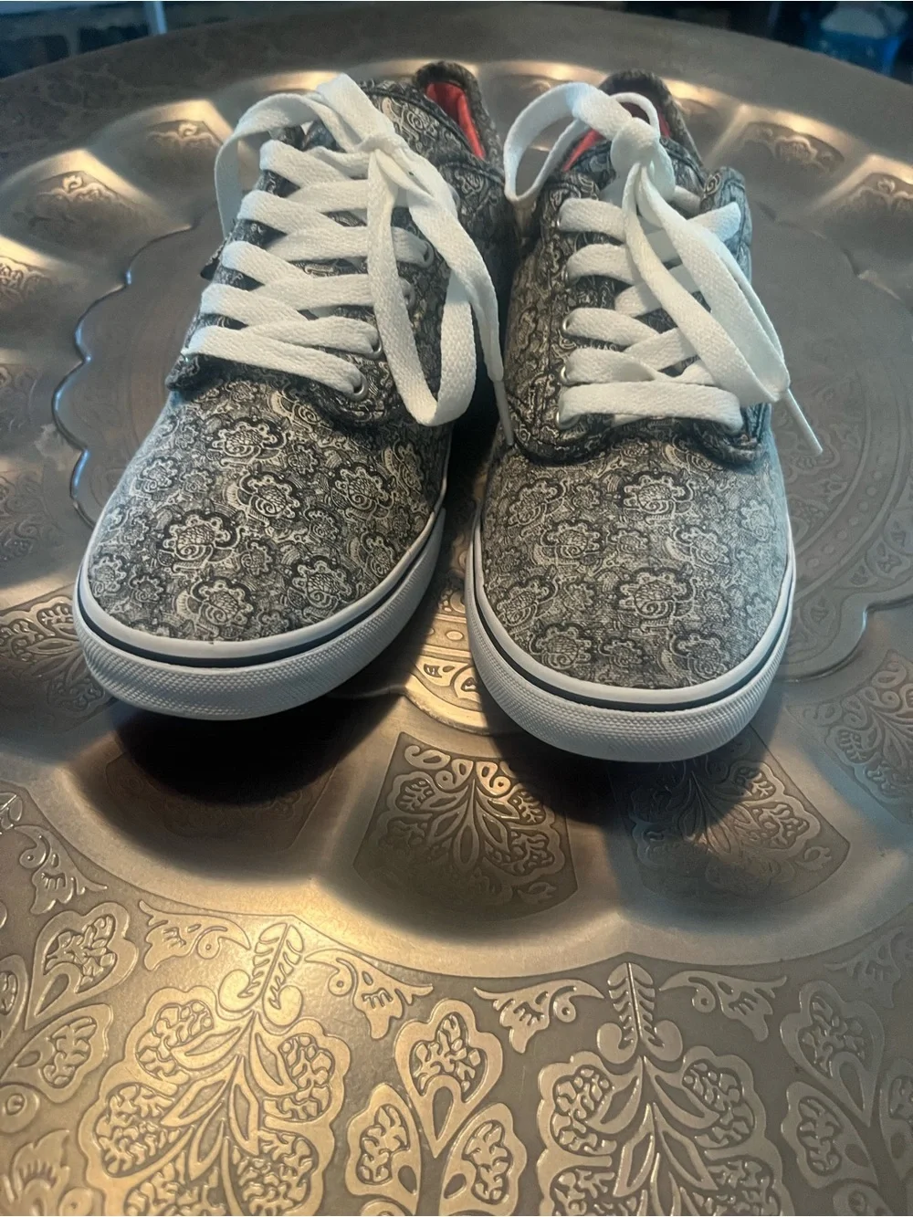 Vans Black & White Paisley Lace-Up Sneakers