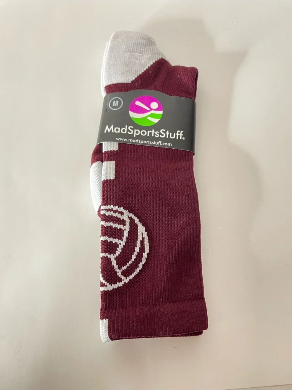 Men's Maroon and White Athletic Crew Socks