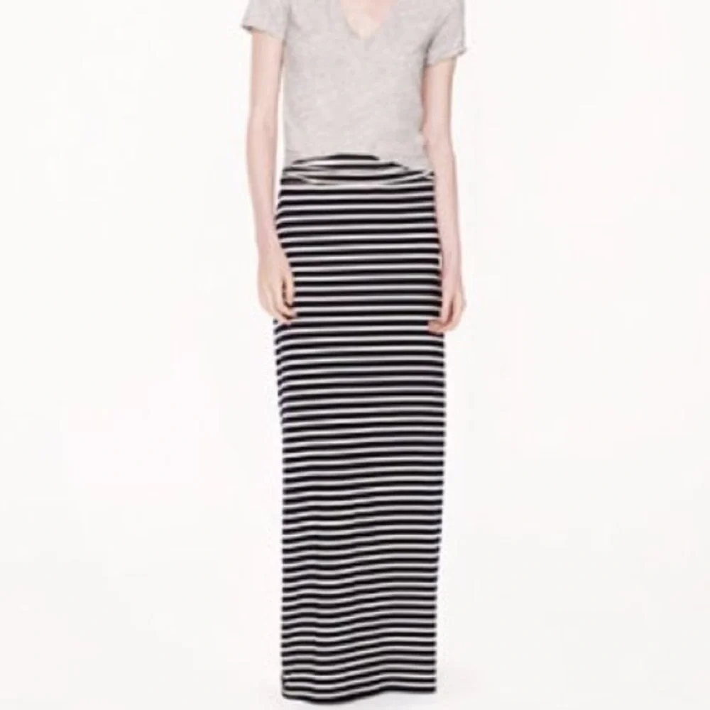 J. Crew dark blue and white striped maxi skirt