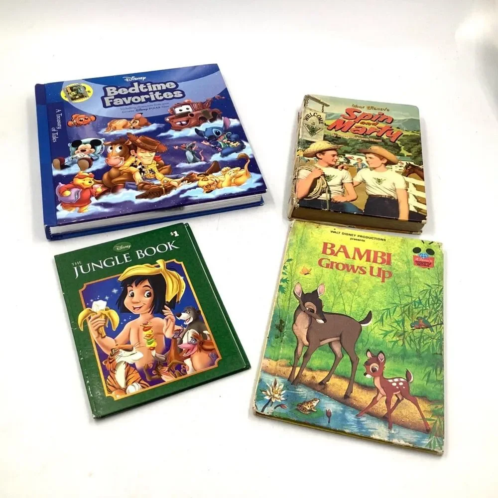 4 Books Disney Bedtime Favorites Treasury of Tales Spin Marty Bambi Jungle Book