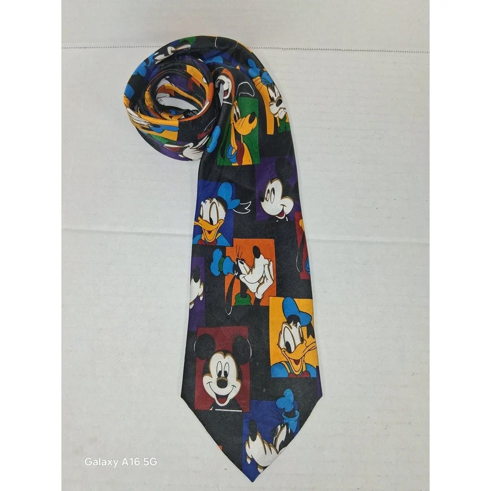 Vintage Disney Necktie‎ Mickey Mouse Donald Duck Goofy Pluto Colorful