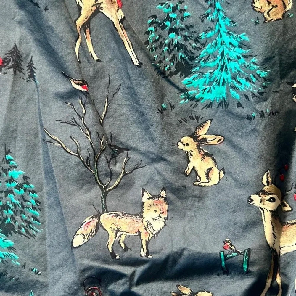 Girls wilderness dress size 5 gray deer bunnies summer