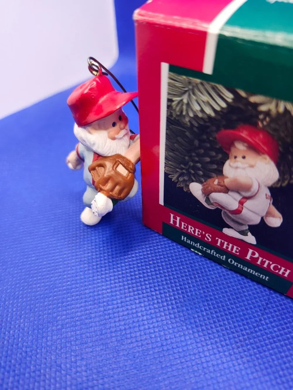 Vintage Hallmark Christmas Santa Ornament Here's The Pitch & Santa at Bat. 89/87