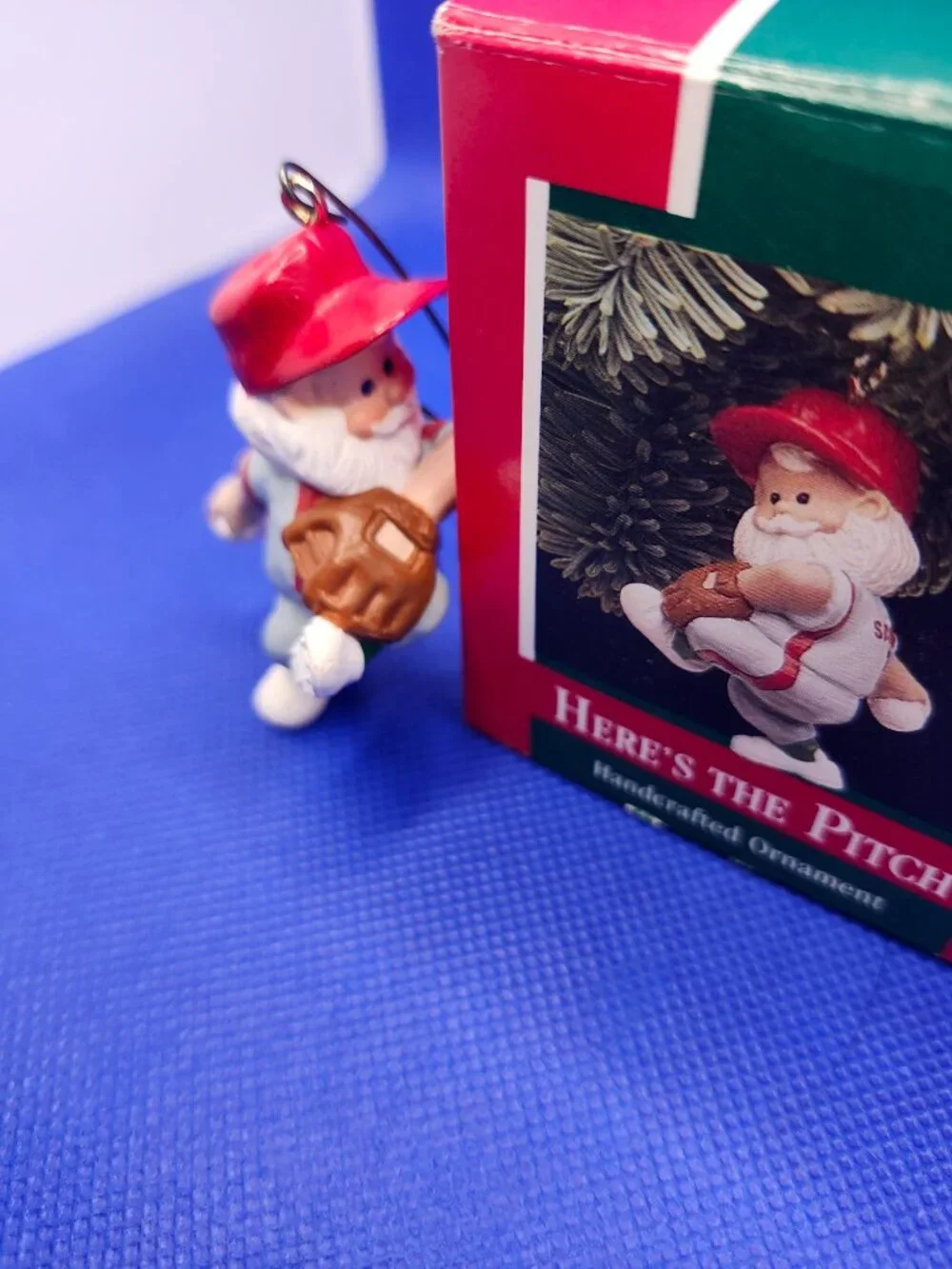 Vintage Hallmark Christmas Santa Ornament Here's The Pitch & Santa at Bat. 89/87