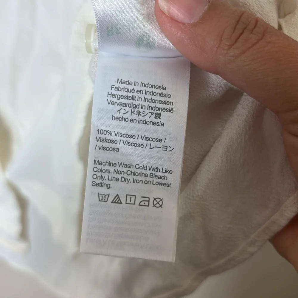 J. Crew 100% Viscose White Button Down Shirt size Large