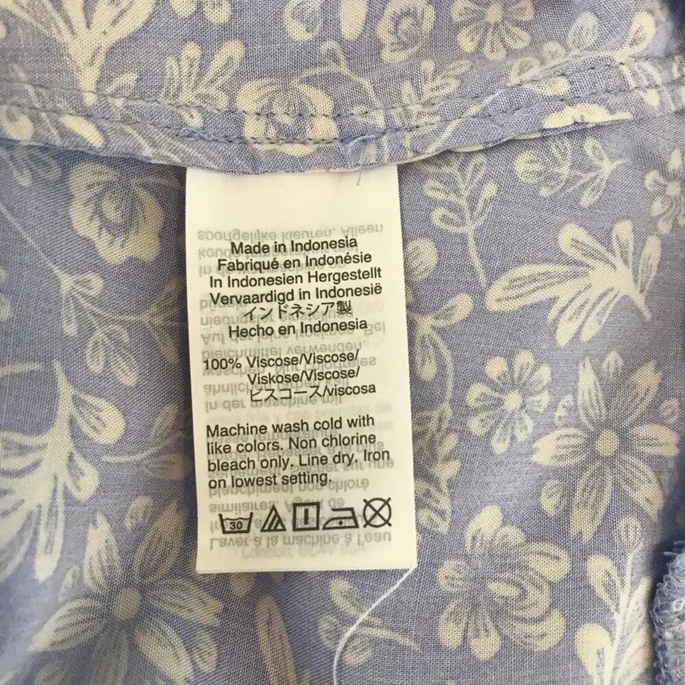 J Crew Blue & White Floral Midi Dress Ruffle Cottagecore Summer Dress