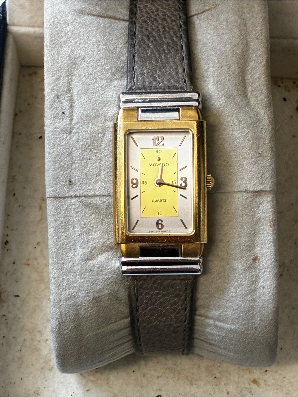 Vintage Movado 18mm Rectangular Ladies Watch 87-24-437 New Battery