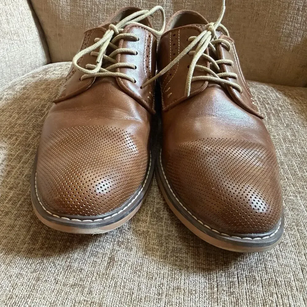 Madden Classic Men's Oxford Shoes Size 9 M-ALK Cognac Dress Perforated Toe w/Box