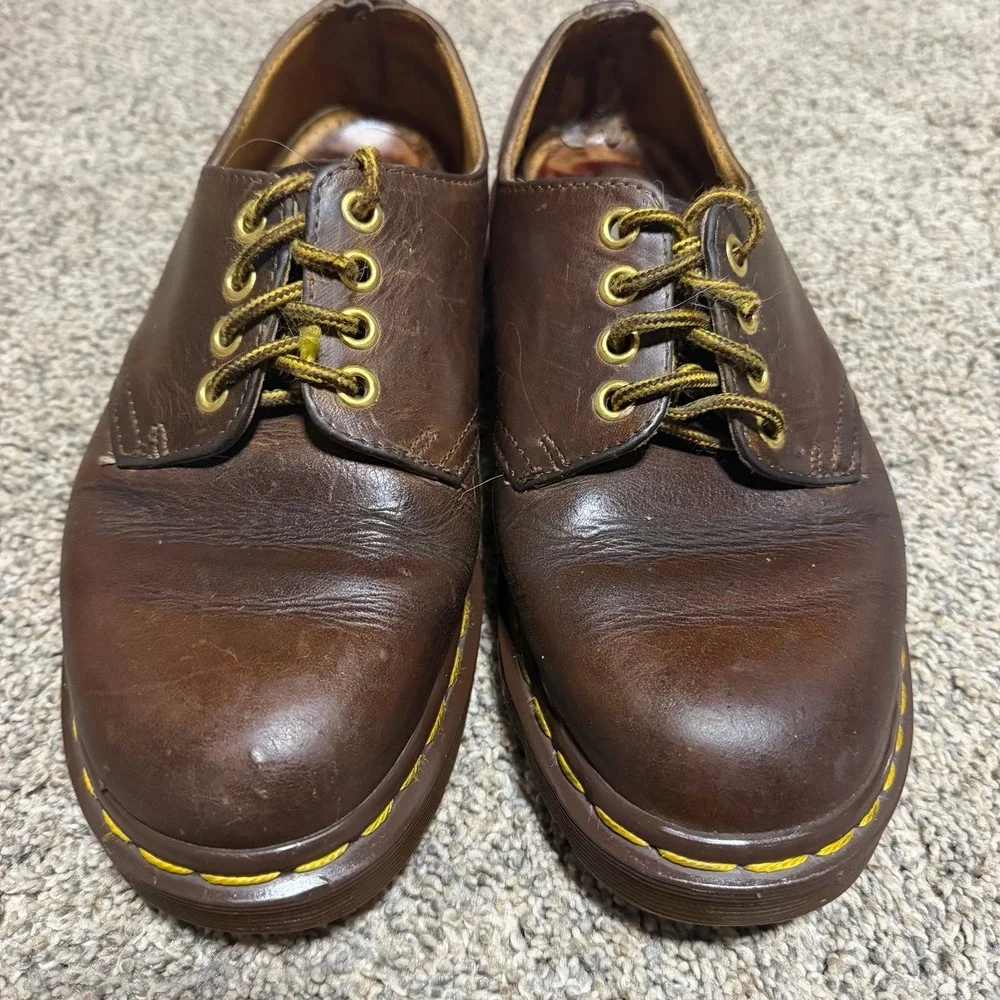 Vintage Dr Martens 4 Eye Brown Leather Oxford Shoes Made in England UK 6