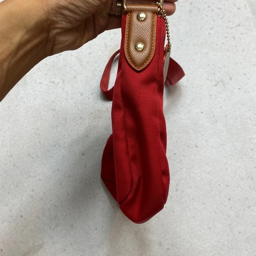 Coach Sawyer Crossbody Bag Red With Tan Leather Trim and Gold tone Hardware