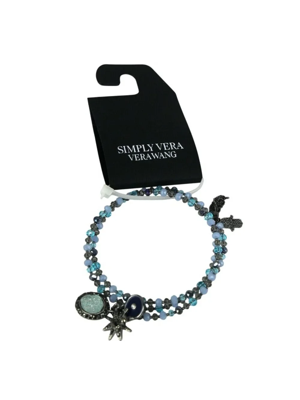 Vera Wang Bracelet Dark-tone Blue / Teal Beaded Hasma Charm