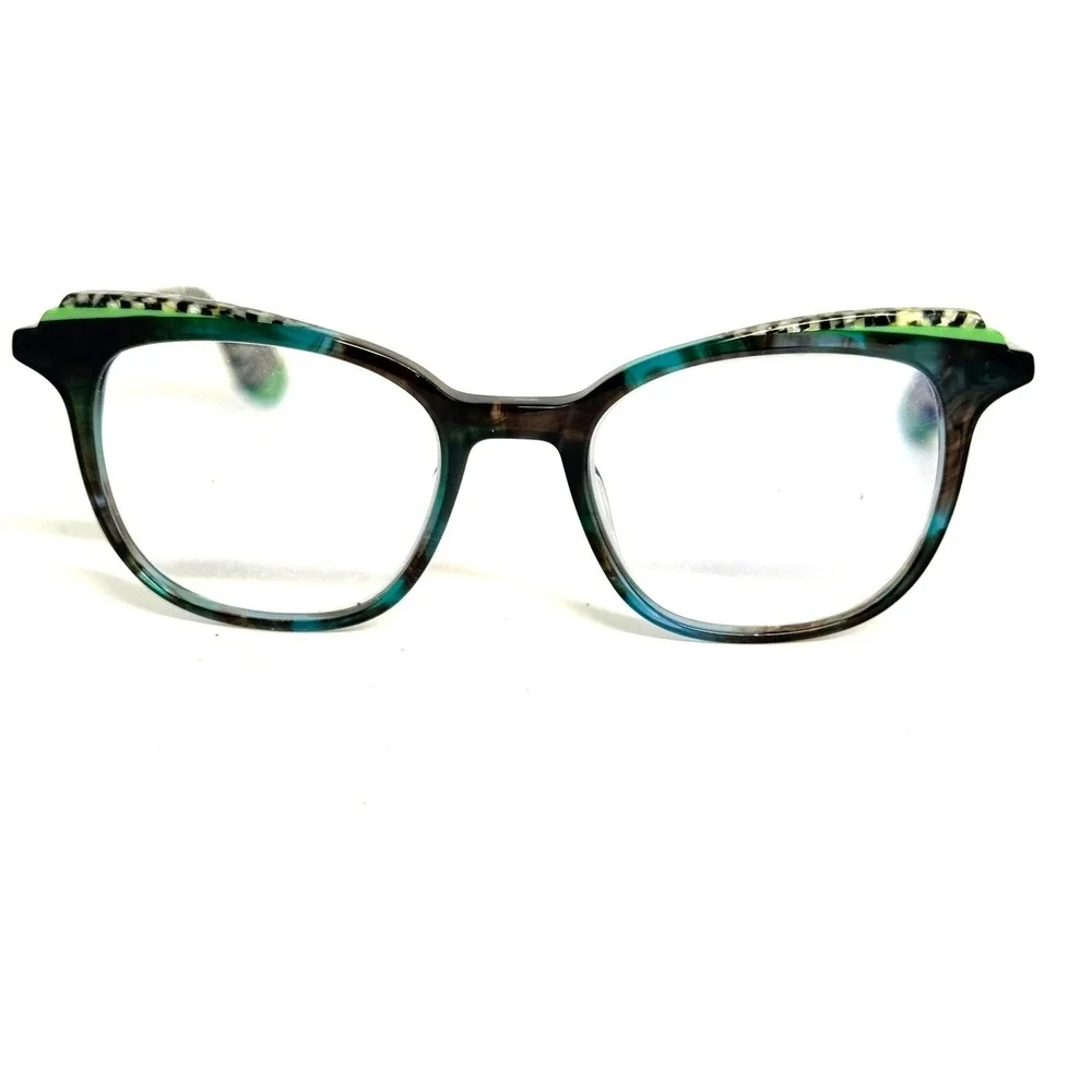 Bellinger Denmark Pavo-2 C.390 Eyeglasses Teal Green‎ Checker Cat Eye 47-18-135