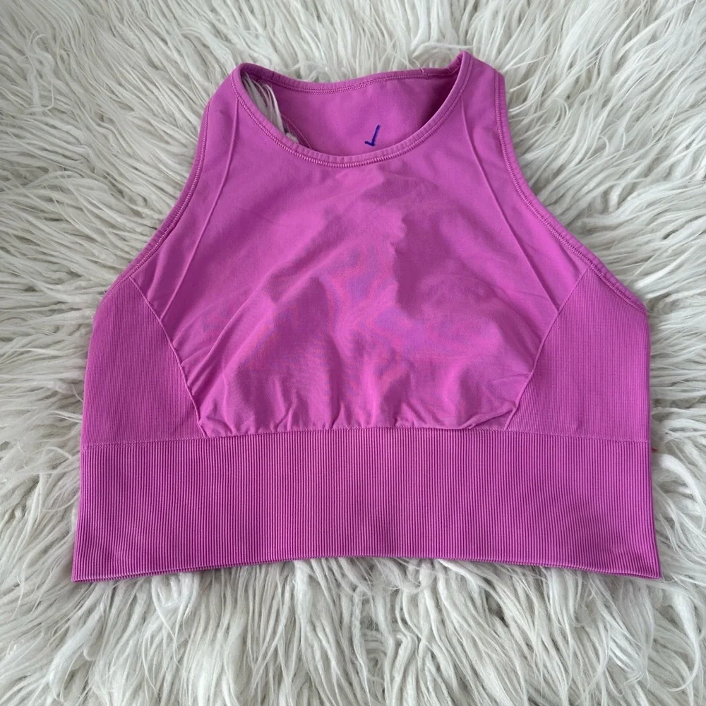 ULULEMON PINK EBB TO TRAIN HIGH‎ NECK SPORTS BRA SIZE 8
