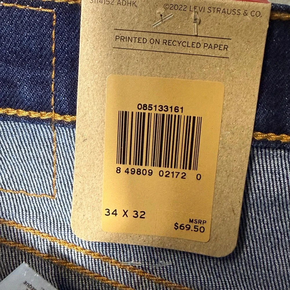 Levi's 513 Slim Straight‎ Mens Jeans 34x32 Indigo NWT Stretch 085133161