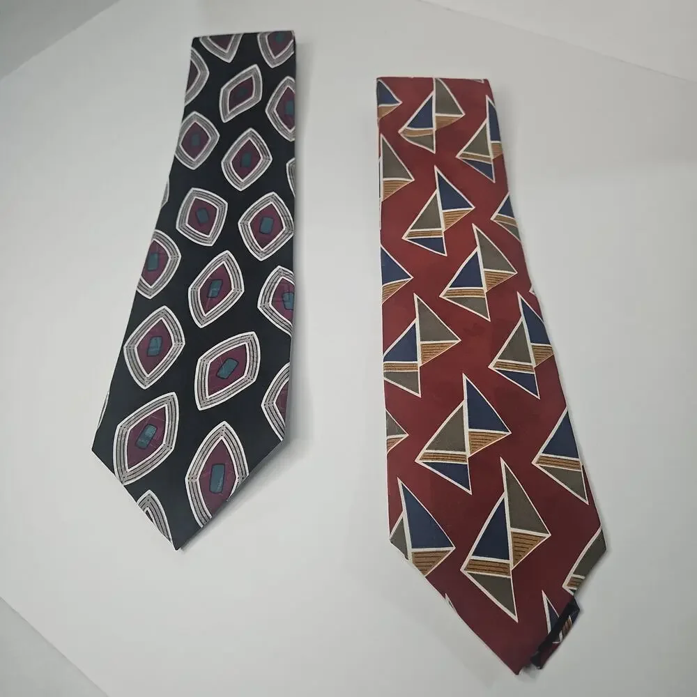 Lot of 2 John Henry Silk Tie - Made in USA - 100% Imported Silk