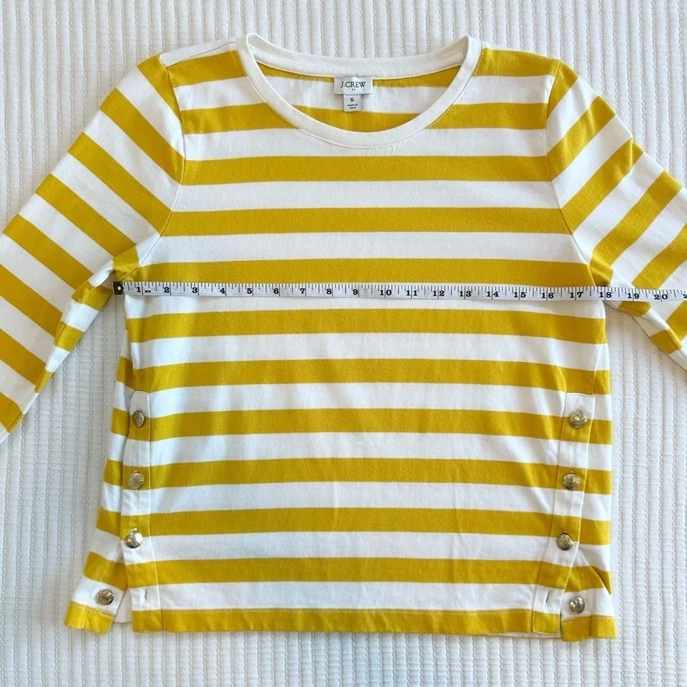 J. Crew Classic Striped Fisherman Long Sleeve Tee with Gold Buttons