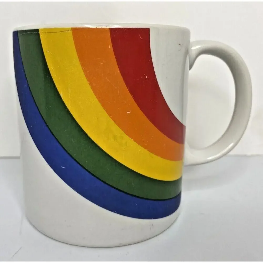 Vintage 1984 Ceramic Rainbow Pen Pencil Mug F.T.D. Made In Korea‎ Not for Food