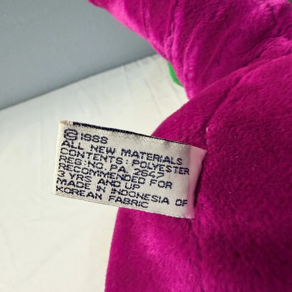 Vintage Barney The Dinosaur Plush Toy Stuffed Animal 1988 Purple‎ Green 20