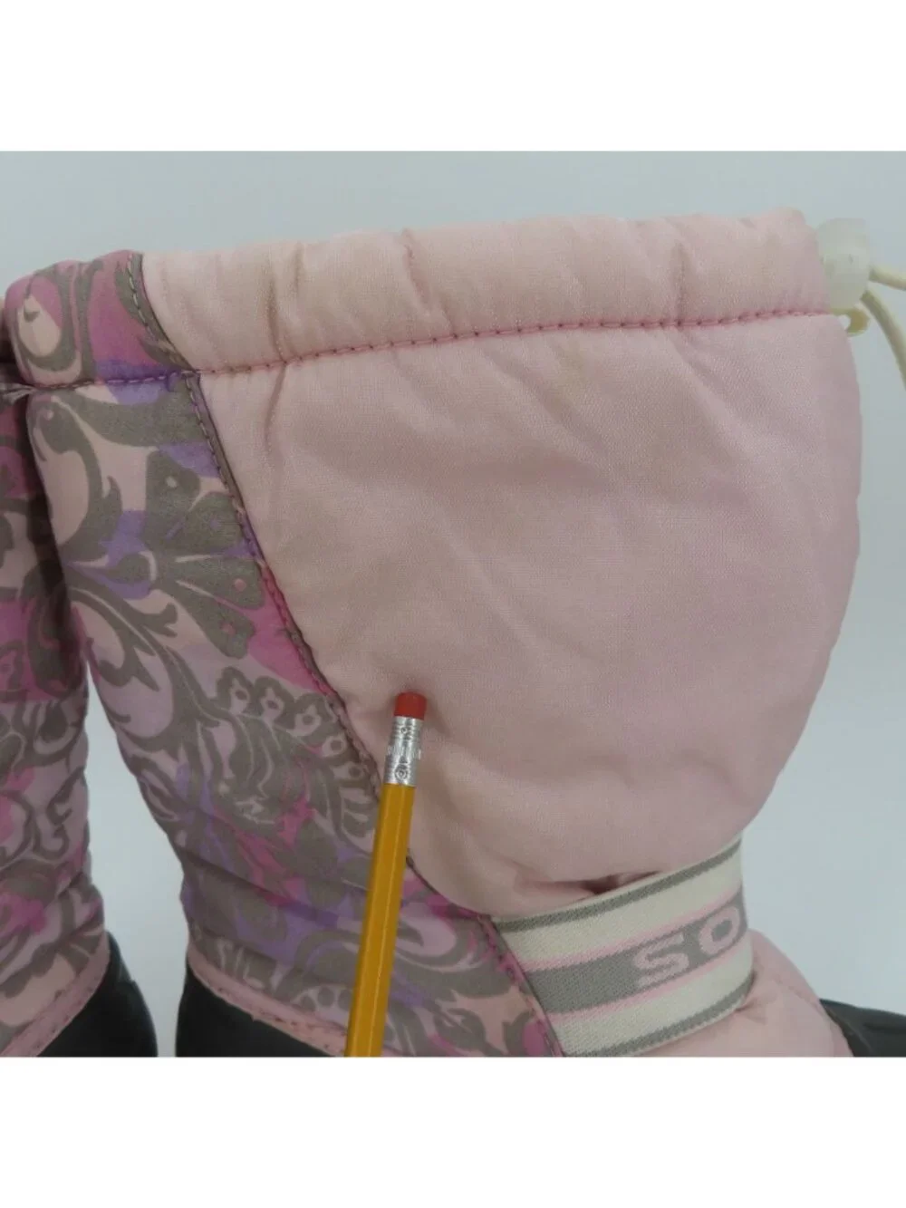 Sorel Womens 7 Cub NY1799-636 Pink Gray Floral Flower Felt Lined Winter Boots