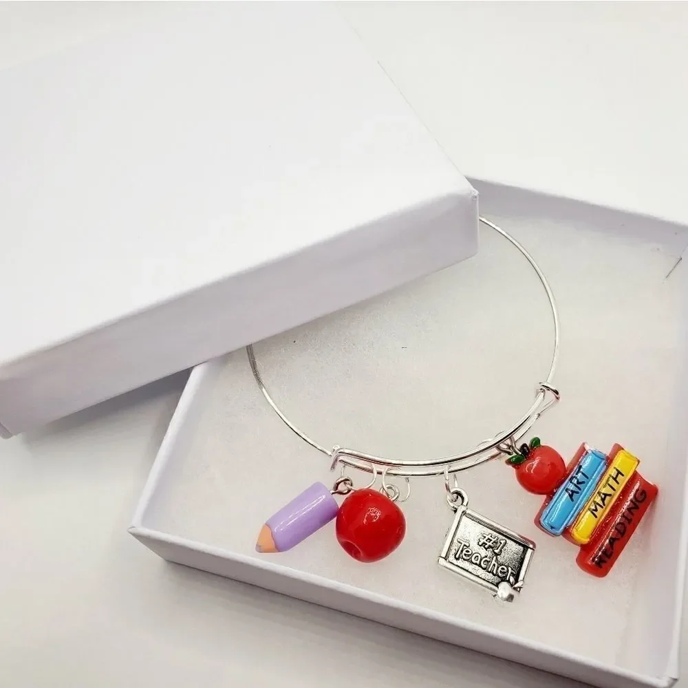 Number 1 Teacher Charm Bracelet