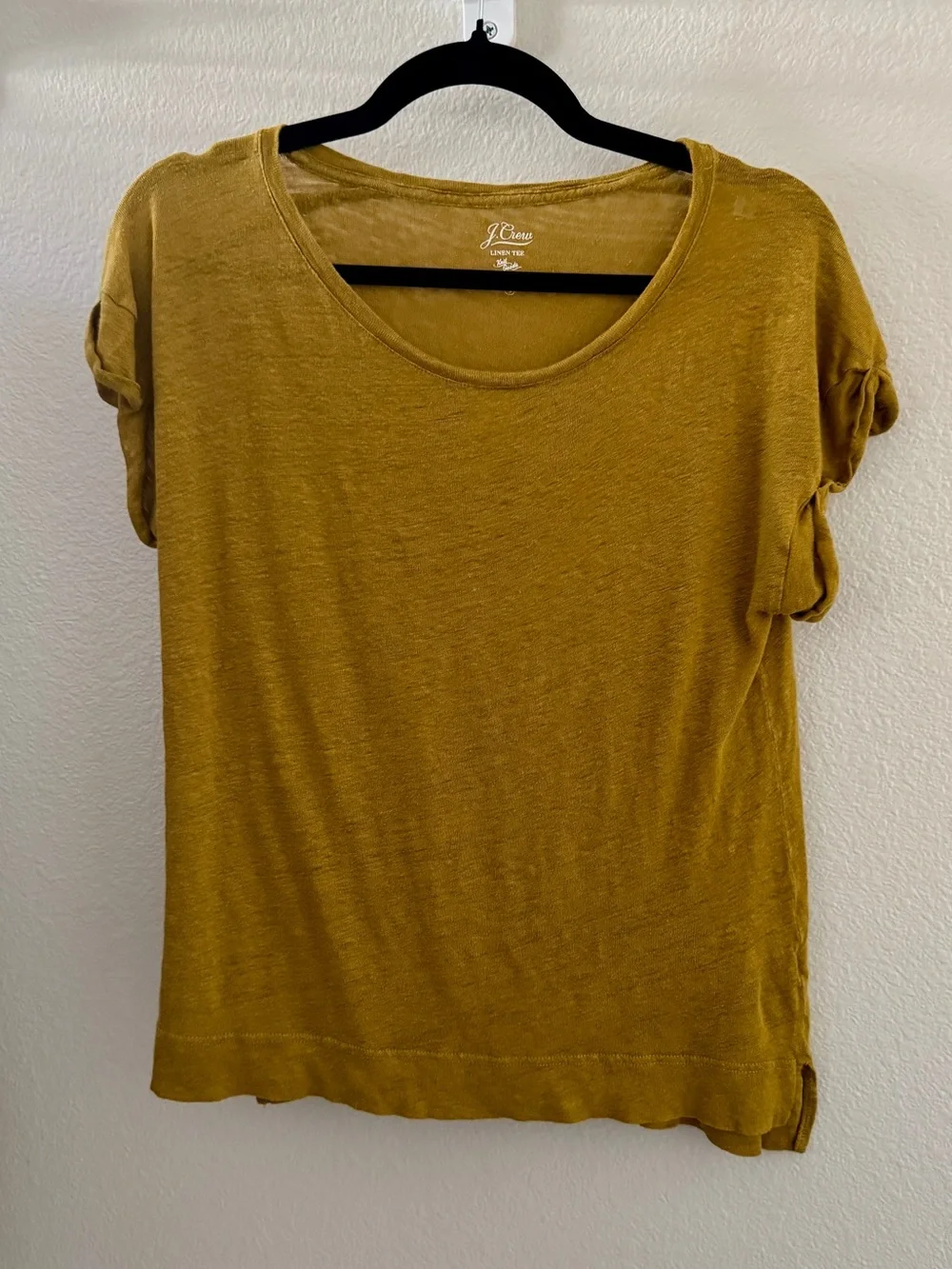 J. Crew Linen Blend Short Sleeve Tee in Mustard