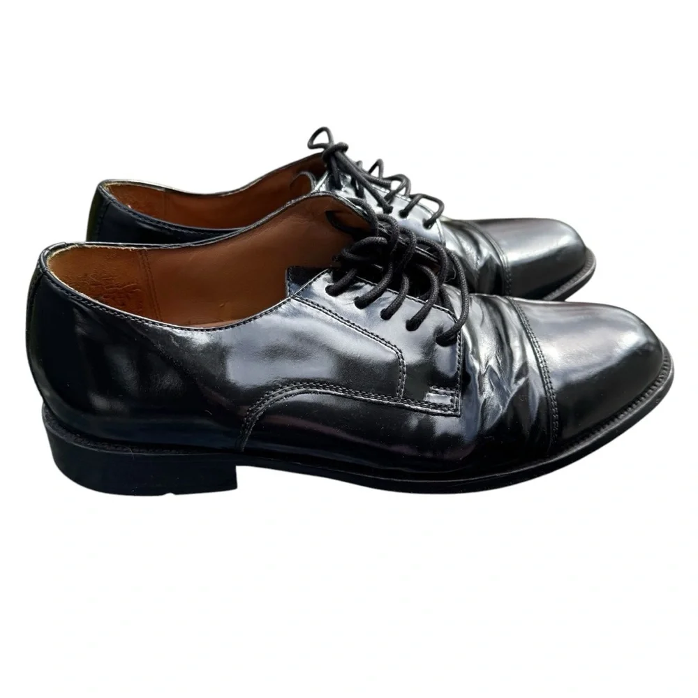 Bostonian Men's Classic Cap Toe Black Leather Dress Shoes Size 9.5