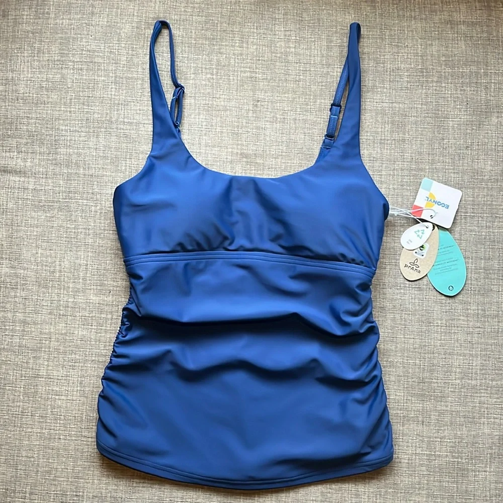 Prana Navy Blue Tankini Swim Top New with Tags Size Small