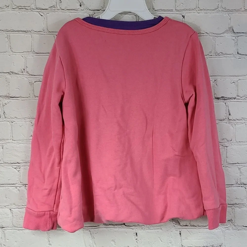 Girls Cute Pink & Purple Pullover Sequined Sweatshirt Bubble Hem 130cm/8-10