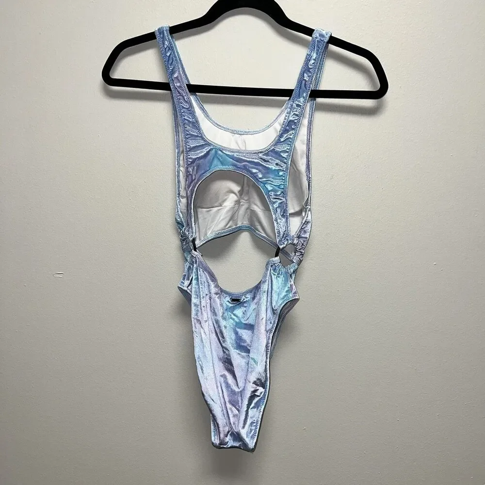 PINK Victoria's Secret Velvet Tie Dye One Piece Swimsuit Blue/Purple S