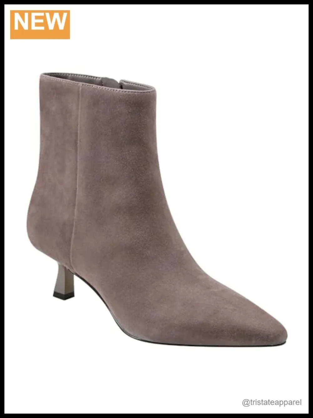 Suede Ankle Booties Pointed Toe with Zipper Closure Kitten Heel