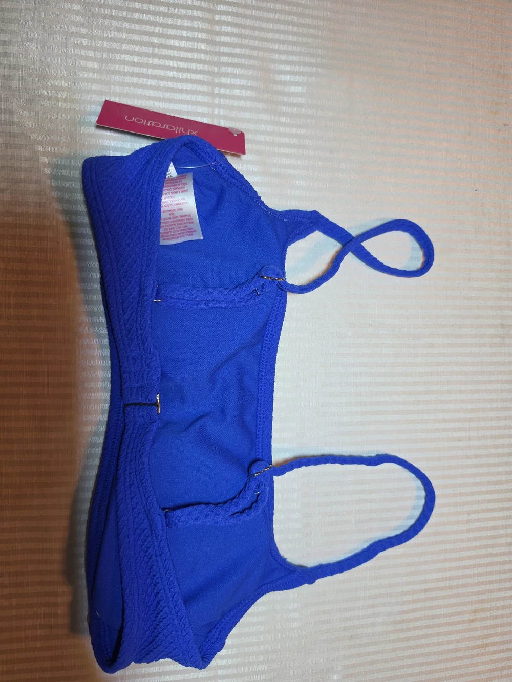 Xhilaration CobaltBlue Bikini Top Size Large M(4-6) Junior Textured Swimwear NWT