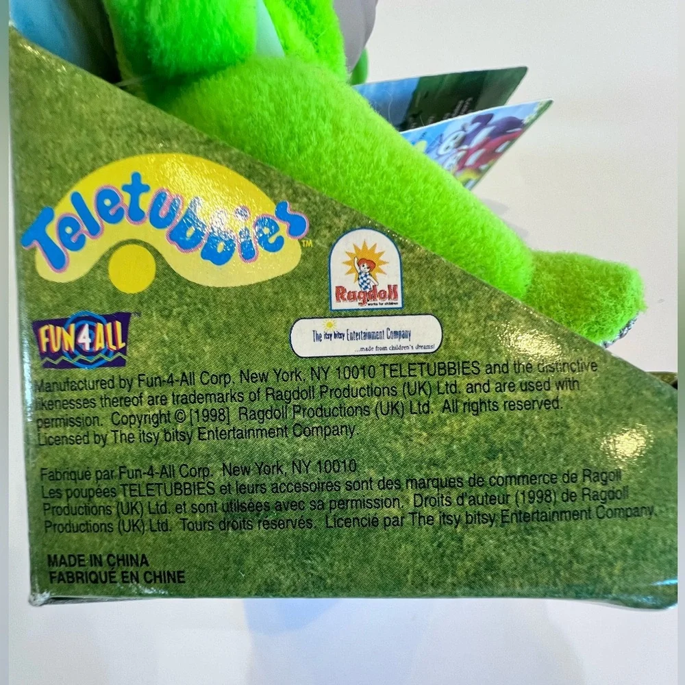 Dipsy Green Teletubbies Clip-on Vintage Collectible in original packaging & tags